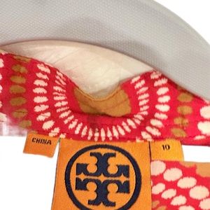 Tory Burch Red and Orange Sleeveless Midi Dress